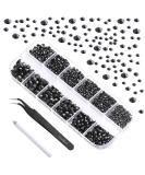 Beadsland 2500pcs Black Flatback Rhinestones, Flatback Gems Round Black Crystal Rhinestones for Crafts Mixed 8 Sizes SS4SS30 with Picking Tweezer and Pen (Black) - Buy Online on SooperMarket.com
