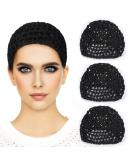 3-Pack Black Mesh Crochet Hair Net Snoods for Women - Soft Rayon Knit Hair Cover Accessory - Buy Online on SooperMarket.com