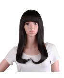 MapofBeauty 20 Flat Bangs Straight Hair Slightly Curled Wig (Black) - 50cm Length | Shop Now - Buy Online on SooperMarket.com