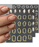 Dornail 6 Sheets 5D Crystal Nail Stickers | Irregular Geometric Frames & Heart Designs | Self-Adhesive Nail Art Accessories for Women - Buy Online on SooperMarket.com