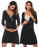 Sykooria Women's Cotton Nursing Nightdress with 3/4 Sleeves - Black XL - Buy Online on SooperMarket.com