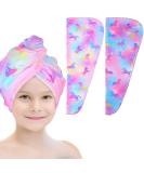 Basumee Microfiber Hair Towel Wrap for Kids 2 Pack Rapid Drying Hair Towel with Button Hair Turbans for Wet Hair Wraps Head Towel Wrap for Women and Girls Unicorn Colorful Unicorn - Buy Online on SooperMarket.com