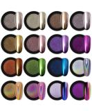 Artdone 16 Jars Chrome Nail Powder Metallic Mirror Effect Holographic Aurora Chameleon Pigment 1g/Jar for Nail Art Gel Polish Mermaid Unicorn Dipping Powder - Buy Online on SooperMarket.com