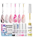 RARJSM Gel Liner Nail Art Polish Set - 6pcs Black White Pink Red Glitter Silver Gold 8ml - Soak off, Curing, Thin Brush - Home Salon DIY - Buy Online on SooperMarket.com