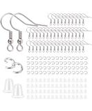 Stainless Steel Earring Hooks French Ear Wire, 600pcs Earring Making Findings Parts Jewels DIY Supplies Kits, with Silicone Earring Backs Stoppers & Open Jump Ring - Buy Online on SooperMarket.com