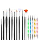 Nail Art Design Professional Paint Kit (20 Pieces) 15 Pieces UV Gel Nail Polish Brushes Set and 5 Pieces Nail Art Paint Dot Pen - Buy Online on SooperMarket.com