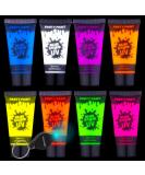 UV Face  Body Paint Set - Blue Squid 8 Liquid UV Body Paints (8 Large 0.68 fl oz) FREE BONUS Mini Ultraviolet Flashlight - Glow in The Dark Neon Face  Body Paint - Black Light Reactive Neon Paints 8 x Squeeze Tubes - Buy Online on SooperMarket.com