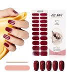 Kalolary 20PCS Nail Adhesive Wrap Nail Gel Polish Strips Full Wraps Nail Polish Stickers Cured Gel Nail Strips Self-Adhesive Gel Nail Wrap Stickers Decals(UV/LED Lamp Required) (Wine Red) - Buy Online on SooperMarket.com