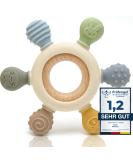 Caja Beißring Baby - bite toy - tooth aid - bite ring - Rudder Animal motif made of silicone and wood BPA -free - teething and gripping for babies from 3 months (Complexion A)) - Buy Online on SooperMarket.com