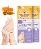 4 Pairs Moisturizing Peeling Hand Mask with Honey & Milk - Natural Plant Extracts Collagen Brightening & Anti-Aging Repair (Honey & Lavender) - Buy Online on SooperMarket.com