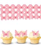 48 Edible Pink Butterflies - Alegre Butterflies TorteDeco | Cake & Cupcake Toppers for Weddings & Baby Showers - Buy Online on SooperMarket.com