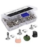 240 Sets TLKKUE Leather Double Cap Rivets - DIY Leather Craft Kit for Bags, Clothes, Shoes, Belts - Silver Decorative Rivets - Buy Online on SooperMarket.com