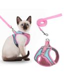 NiCoLa Escape-Proof Cat Harness Set | Reflective Strip | Adjustable Soft Harness for Small Cats (Pink&Green, S) - Buy Online on SooperMarket.com