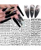 Black Retro Butterfly Nail Art Stickers - 8 Sheets Adhesive Decals for Acrylic Nails Decoration - Buy Online on SooperMarket.com