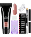 Nude Poly Nail Gel Kit for Beginners - Extension Set with Slip Solution for DIY Nail Art - Women's Gift - Buy Online on SooperMarket.com