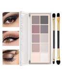 10 Colors Waterproof Matte Eyeshadow Palette | Long-Lasting High Pigment Formula | Ultra-Blendable Nude Shades | Includes 2 Brushes | Cement Color - Buy Online on SooperMarket.com