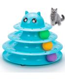 Vealind Pet Interactive Fun Roller Exerciser 3 Level Cat Teaser Ball Toy with 3 Colorful Balls(Blue) - Buy Online on SooperMarket.com