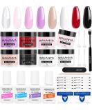 Nail Dip Powder Starter Set - 8 Colors (Clear White Pink) with Base Top Coat Activator & Brush for DIY & Salon Nail Art - Buy Online on SooperMarket.com