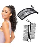 Stretchy Banana Hair Clip Vintage Clincher Comb Tool for Thick Thin Curly Hair Stretch & Adjust - Decorative Sturdy & Lightweight - No Pressure or Headaches-Cord w/Bar Closur (Medium Black 30-Teeth) - Buy Online on SooperMarket.com