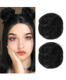 REECHO 2 PCS Mini Claw Clip in Messy & Cat Ears Hair Bun Extensions Wig Accessory Updo Hairpieces for Women Girls (Pack of 2-3.5" Wavy Natural Black) Pack of 2 - 3.5" Wavy Natural Black - Buy Online on SooperMarket.com