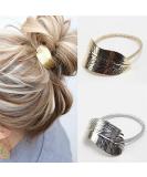 Buy Daedalus 2pcs Women Leaf Design Elastic Ponytail Holder Hair Bands - Stylish & Durable Hair Accessories for International Shipping - Buy Online on SooperMarket.com