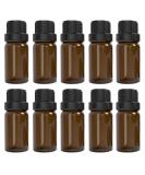 Alledomain 10Pcs 10ml Essential Oils Amber Glass Bottles with Black Cap & 1 Dropper & 12 Labels Mini Empty Amber Bottle Refillable Sample Container for Massage oils/Aromatherapy/Perfume - Buy Online on SooperMarket.com