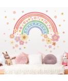 Wondever Large Rainbow Wall Decals - Colorful Boho Flower Peel and Stick Art Stickers for Girls Bedroom, Kids Room, Baby Nursery - Buy Online on SooperMarket.com