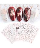 9 Sheets Christmas Nail Art Stickers Decals Self-Adhesive Pegatinas Uas Navidad Rose Gold Winter Holiday Xmas Snowflake Nail Supplies Nail Art Design Decoration Accessories - Buy Online on SooperMarket.com