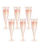 6PC MR.FOAM Disposable Rose Gold Glitter Plastic Champagne Flutes - Perfect for Parties and Special Occasions - Buy Online on SooperMarket.com
