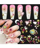 Dornail 3D Nail Charms for Acrylic Nails Crystal Heart Nail Rhinestones Star Moon Alloy Nail Art Charms Colorful Nail Gems Nail Decorations for Nail Art Rhinestones for Nails Supply (Style 1) - Buy Online on SooperMarket.com