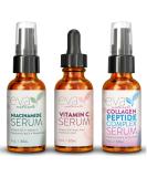 Natural Firm & Glow Skincare Set - Vitamin C, Peptide Complex, Niacinamide Serums | Eva Naturals - Buy Online on SooperMarket.com