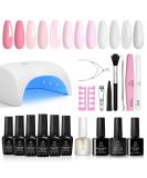 Beetles Gel Polish with LED Lamp: 6 French Manicure Colors Kit - Salon Quality DIY Gel Nail Set with Base, Top Coat, Soft Pink, Snow White - Perfect Gift - Buy Online on SooperMarket.com