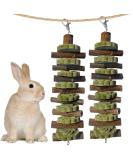Bunny Chew Toys for Teeth Grinding - Organic Bamboo & Fruitwood Sticks for Rabbits, Guinea Pigs, Hamsters - 2 Count Pack - Includes Alfalfa Cakes - Natural and Safe - Buy Online on SooperMarket.com