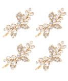 4 Pieces Rhinestone Bridal Hair Clip Leaf Wedding Hairpin Bride Pearl Crystal Hair Clips Rhinestone Barrette Elegant Bridal Hairpins Hair Accessories for Women Girls(Gold Rhinestone Style) Rhinestone Style Gold - Buy Online on SooperMarket.com