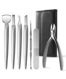 FERYES Pedicure Knife Ingrown Toenail Kit - 7 PCS Professional Toenail Grooming Tool Set with Super Sharp Clippers - Includes Leather Case - Buy Online on SooperMarket.com