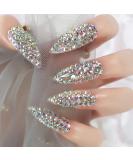 3D Rhinestone Full Cover Super Long Stiletto Fake Nails Set for Wedding Party - Luxury Manicure Nail Art Tips - Buy Online on SooperMarket.com
