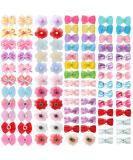 100-Piece Multicolor Dog Hair Bows with Rhinestone Pearls - Cute Girl Puppy Accessories for Pet Grooming - Buy Online on SooperMarket.com