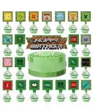 40 Pieces Pixel Cake Toppers - Video Game Muffin & Cake Decorations for Young Girls' Birthday Parties - Green Pixel Tortendeko - Buy Online on SooperMarket.com