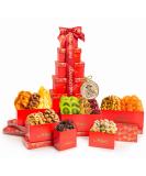 Dried Fruit & Nuts Gift Basket Red Tower + Ribbon (12 Assortments) Holiday Christmas Gourmet Bouquet Arrangement Platter  Birthday Care Package  Healthy Food Kosher Snack Box for Adults Men Women - Buy Online on SooperMarket.com