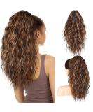 PORSMEER Claw Clip in Ponytail Hair Extensions 18 inches Long Curly Brown Ponytail Multi Layered Natural Fluffy Wave Synthetic Hairpiece for Womens Girls Everyday Wear Brown with highlights - Buy Online on SooperMarket.com