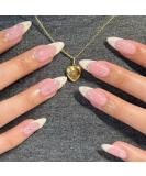 Justotry 24 Pcs Pearls Short False Nails Stiletto Beige French Press On with Diamante - Nail Art for Women - Buy Online on SooperMarket.com