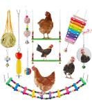 10PCS Chicken Toys: Xylophone, Bridge Swing, Pecking, Mirror, Vegetable Feeder for Hens - Buy Online on SooperMarket.com