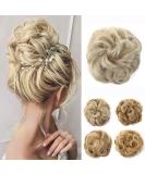 JJstar Messy Hair Bun Curly Wavy Hair Scrunchies Accessories Pieces for Women Girls Synthetic Hair Chignons (Pale Ash Blonde) - Buy Online on SooperMarket.com