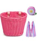 Kid Bicycle Accessories Bundle: Front Basket, Bell, Stickers, Ribbons - Pink | Bike Basket Set for Girls and Boys - Buy Online on SooperMarket.com