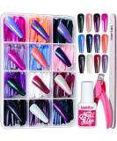 Long Press On Nails  Chrome Press On Nails Teenitor 288pcs Long Coffin Ballerina False Nails  12 Colors Full Cover Glue On Nails Holographic Metallic Mirror - Buy Online on SooperMarket.com