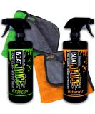 Boat Juice Cleaner Kit - 32oz Exterior Cleaner - Ceramic SiO2 Sealant - Water Spot Remover & 32oz Interior Boat Vinyl Cleaner - Ceramic UV Protectant - Includes Interior and Exterior Microfiber Towels - Buy Online on SooperMarket.com