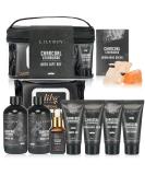 Men's Spa Gift Set for Father's Day - 10Pcs Charcoal Cedarwood Spa Kit with Jojoba Oil, Aftershave Balm, Shave Gel & More - Gift Basket for Dad - Buy Online on SooperMarket.com
