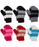 JUPSK Toddler Mittens - Winter Warm Knitted Stripe Gloves for Baby Boys and Girls | 6 Pairs | Ages 1-4 Years - Buy Online on SooperMarket.com