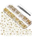 2000 Flat Back Gems Rhinestones Set with Tweezer and Pen - 6 Sizes (1.5-6 mm) Round Crystal Rhinestones for Crafts, Nails, Clothes, Shoes - Metallic Sunshine - Buy Online on SooperMarket.com