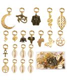 20 PCS Locs Hair Jewelry Braids Hair Clips Adjustable Hair Cuffs 15 Styles Vintage African Pendant Hair Charms Butterfly Shell DIY Locs Hair Accessories (Bronze and Gold) - Buy Online on SooperMarket.com